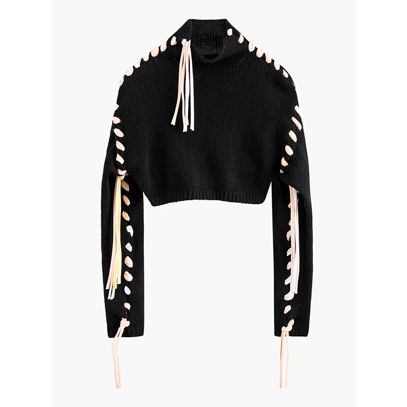 Высокое качество новая мода 2019 Осень-зима дизайнерский свитер женский шнуровка