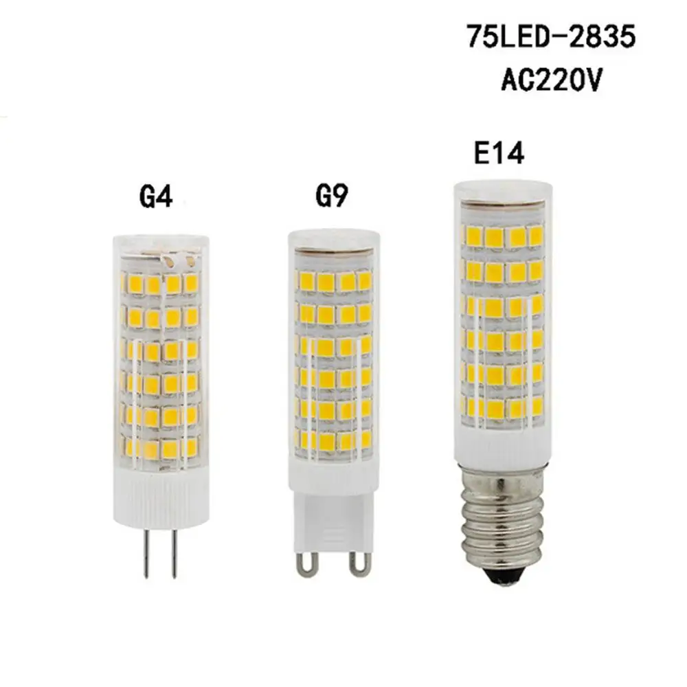 100PCS 5W 7w G9 E14 Pin SMD2835 LED corn crystal Bulb,51 leds 75 leds,led Ceramic Spotlight chandelier Bulb AC 220v 360 degree