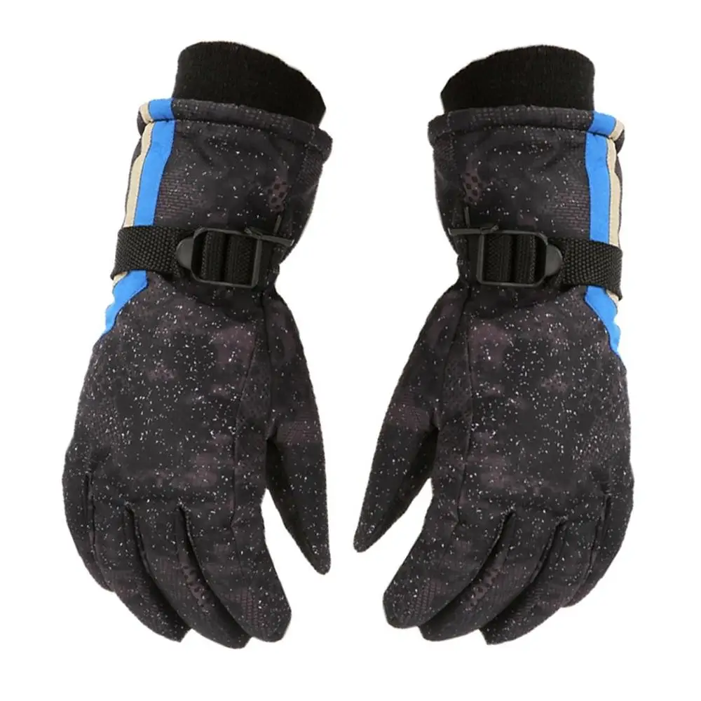 Black ski gloves Зимние перчатки для детей, Утепленные зимние лыжные перчатки для холодной погоды, теплые водонепроницаемые ветрозащитные лыжные перчатки для детей, handschoenen 30S19 - Цвет: Black ski gloves