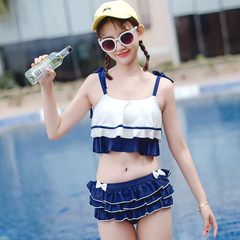 

2018 New Style South Korea Cute Girly Style Sexy Slim Fit Comfortable Wireless Cup xi dai qun Bikini Bathing Suit