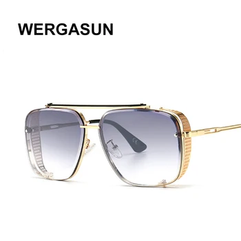 

WERGASUN Classic Luxury Men Sunglasses Glamour Fashion Brand SunGlasses For Women Mirrored Retro Vintage Square Designer Shades