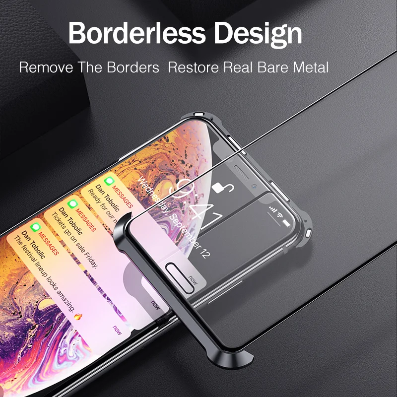Магнитный чехол для iPhone X XS Max XR YKZ, металлический магнит, адсорбция, закаленное стекло, защитный чехол для телефона, чехол для iPhone 8, 7 Plus