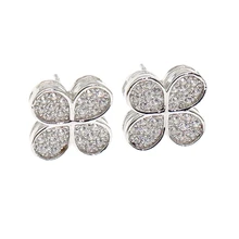 Медное золото/розовое золото/серебро Элегантный Романтический Клевер четыре листа для женщин и девочек серьги-гвоздики цветок пирсинг ювелирные изделия Brincos