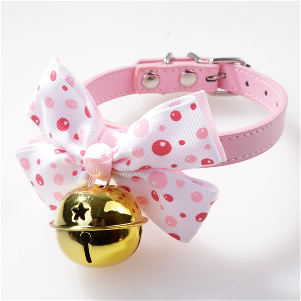 Pet Dogs Collars Retractable Puppy Collars With Bell Christmas Gift Cat Collar Breakaway Double Layer Bowknots Collars
