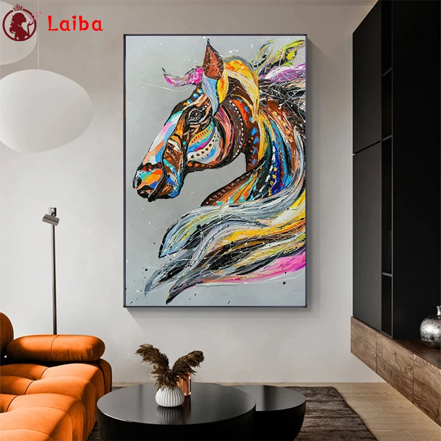 DIY Diamond Painting Abstract animal art colorful horse Full Square Embroidery Cross Stitch sets Mosaic Handmade Gift | Дом и сад