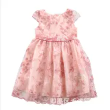 Элегантное розовое платье из тюля с цветочной вышивкой для маленьких девочек; коллекция года; летние сетчатые платья принцессы для девочек; детское платье для девочек;