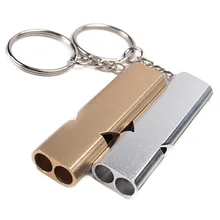 Sifflet de survie Double tube en alliage d'aluminium bicolore, équipement d'extérieur, Protection de sécurité, haut décibel, 3 pièces