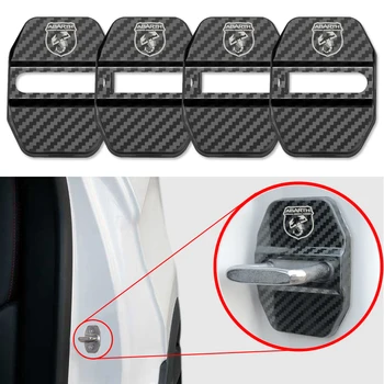 

4pcs Carbon fiber pattern car Door Protection Lock Cover auto fit for Fiat abarth 500 500L 500X Viaggio Ottimo Bravo car styling