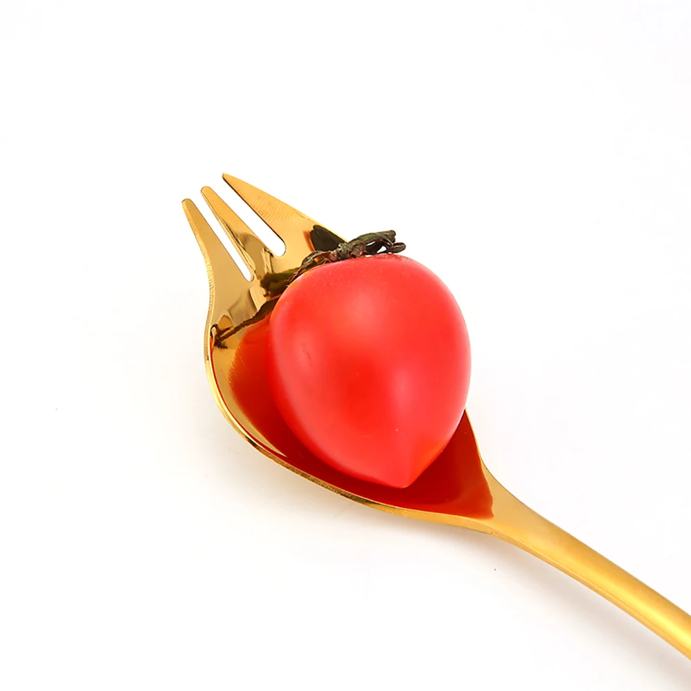 New Arrival 18cm Kitchen Portable Stainless Steel Salad Serving Fork Spoon Cutlery Utensil