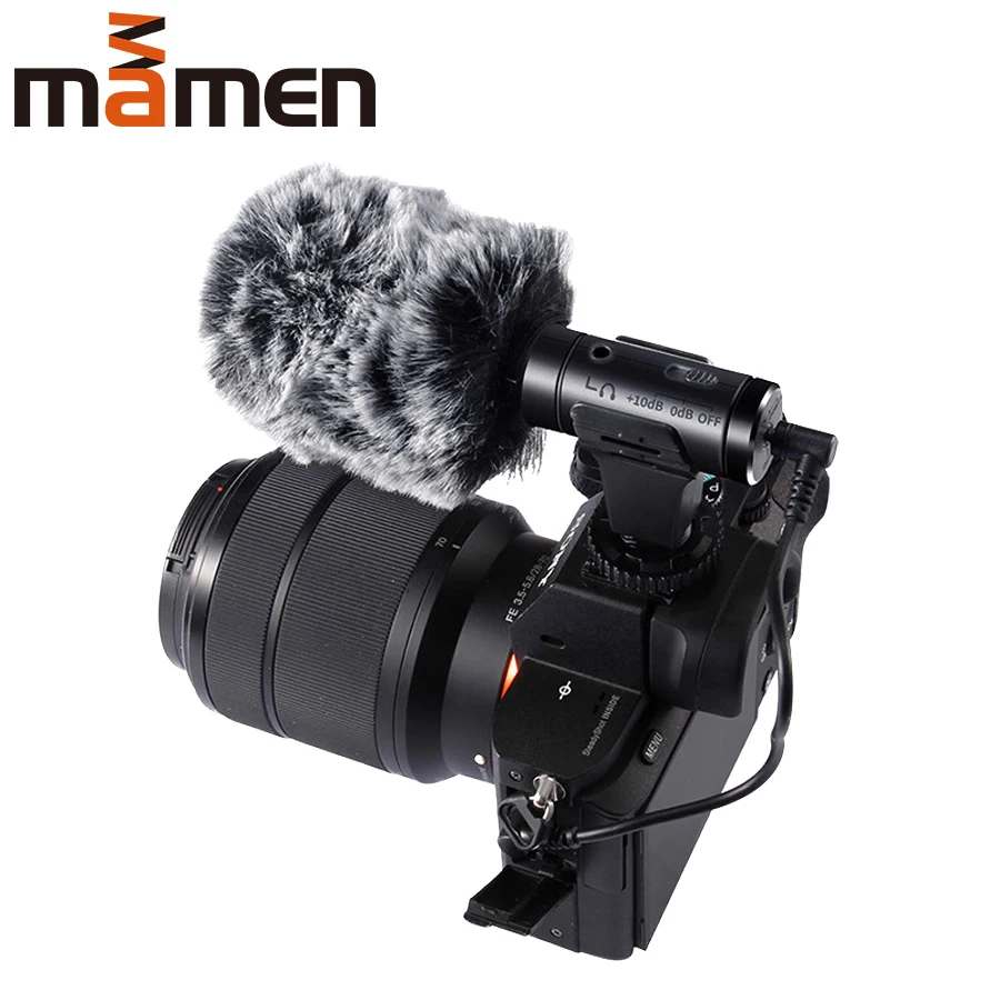 Gravação de Monitoramento em Tempo Microfone para Câmera de Telefone Mamen Real Microfone Condensador Hipercardióide Vlog Tiro Entrevista 3.5mm