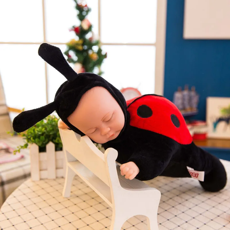 Потрясающие 25/40 см плюшевые игрушки для детей Обезьяна Кукла Reborn Baby спящий Кролик модель подарок Рождественский подарок для девочек куклы - Цвет: Lady bug