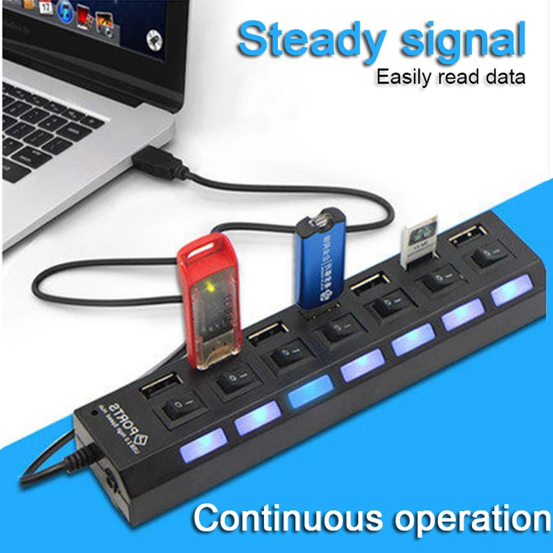 Микро usb-хаб 2,0 Мульти USB порт 4/7 порты концентратор USB Высокоскоростной Hab с переключателем вкл/выкл USB разветвитель для ПК Компьютерные аксессуары
