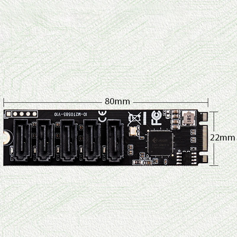 M.2 (PCIe 30) zu 5 Ports SATA III 6G Ssd Adapter mit SataIII Kabel