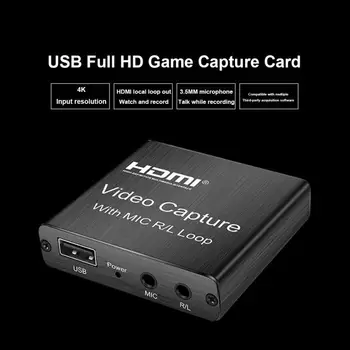 

2020 1080P USB 2.0 60FPS HDMI Video Capture Card Video Grabber Record Box Streaming Adapter with Mic R/L Loop For PS4/Xbox Live