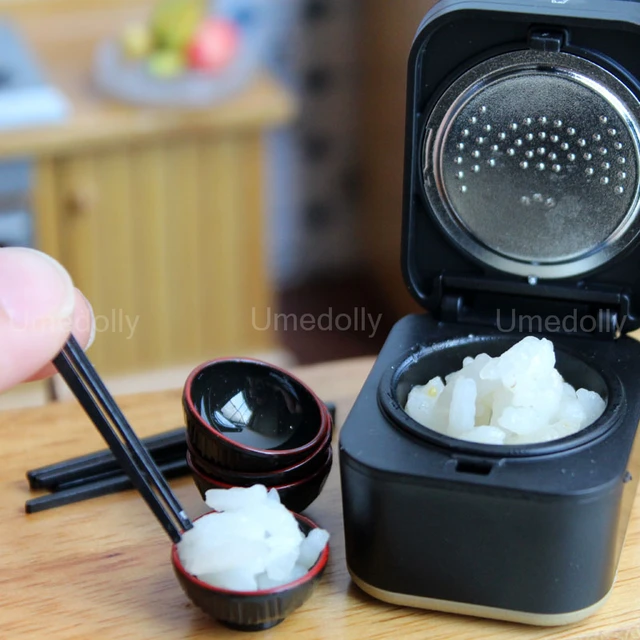 1:12 Scale Dollhouse Miniature Rice Cooker Mini Chopstick for Barbies Doll Pretend Play Kitchen Cooking Utensils Accessories Toy 5