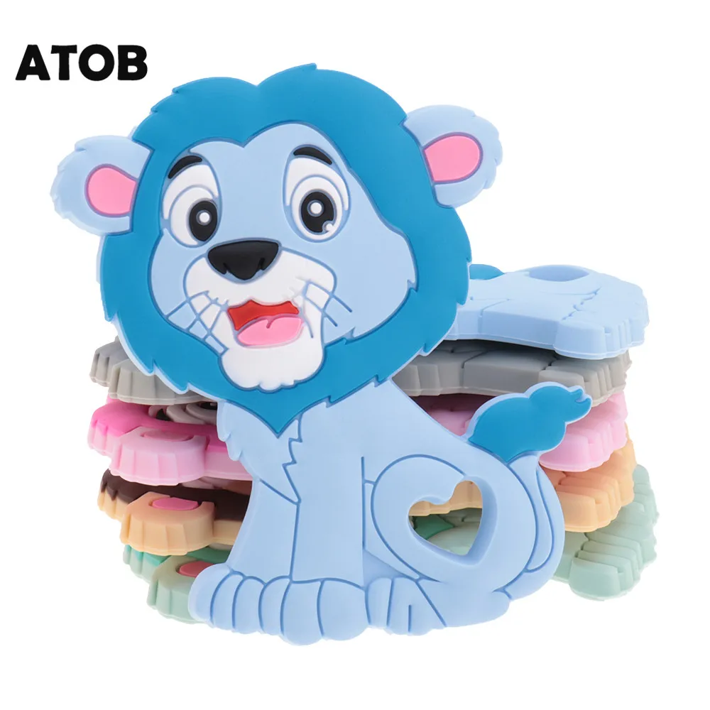10pcs 사자 음식 학년 실리콘 teethers  실리콘 teething 목걸이 펜 던 트 젖꼭지 용품  bpa 무료 atob
