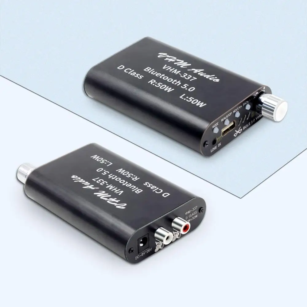 VHM337 50WX2 Мини Bluetooth 5,0 Беспроводной аудио Мощность цифровой усилитель доска стерео усилитель DC 9 V-24 V