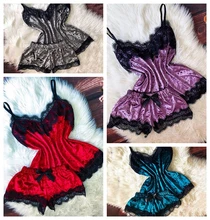 Sexy Lingerie Women Sleep Wear Camisole Bow Shorts V-Neck Tops Velvet Pajamas Sleepwear Women Clothing For Homewear
