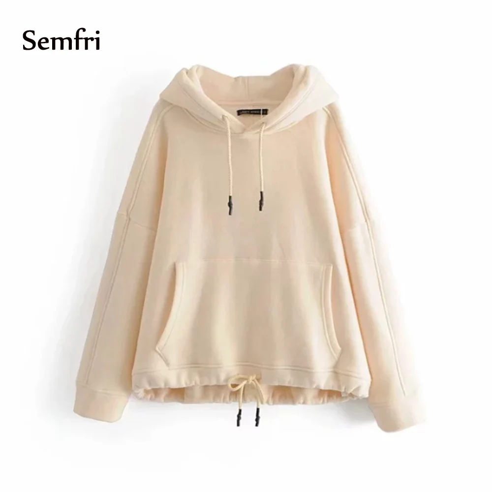 beige Semfri толстовки женские зимние Harajuku sudadera mujer топы с длинным рукавом более размера d худи пальто размера плюс толстовки - Цвет: beige