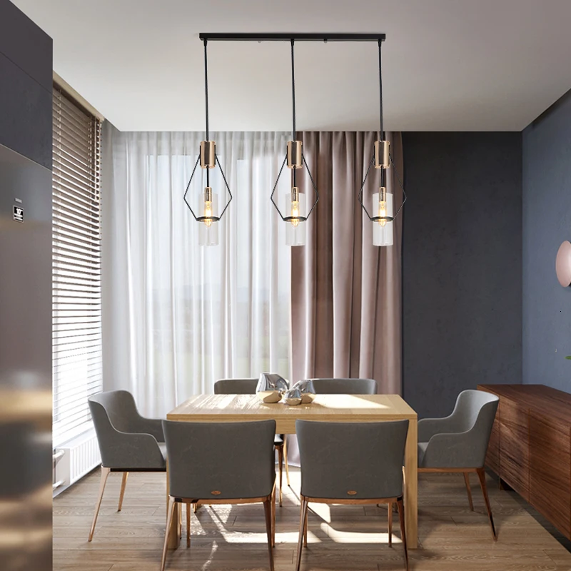 

Modern LED Pendant Lights For Living Room Black Bedroom Dining Square Hanging Lamp Restaurant Fixtures Luster With Remote