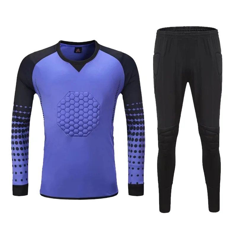 12 blue black Профессиональный детский футбольный голкиперский костюм для футбола, тренировочный костюм для футбола - Цвет: 12 blue black