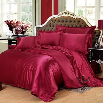 

Solid Color Silk Duvet Cover Sets Bedding Set 4pcs Bed Linens Quilt Cover Sets 200*230CM
