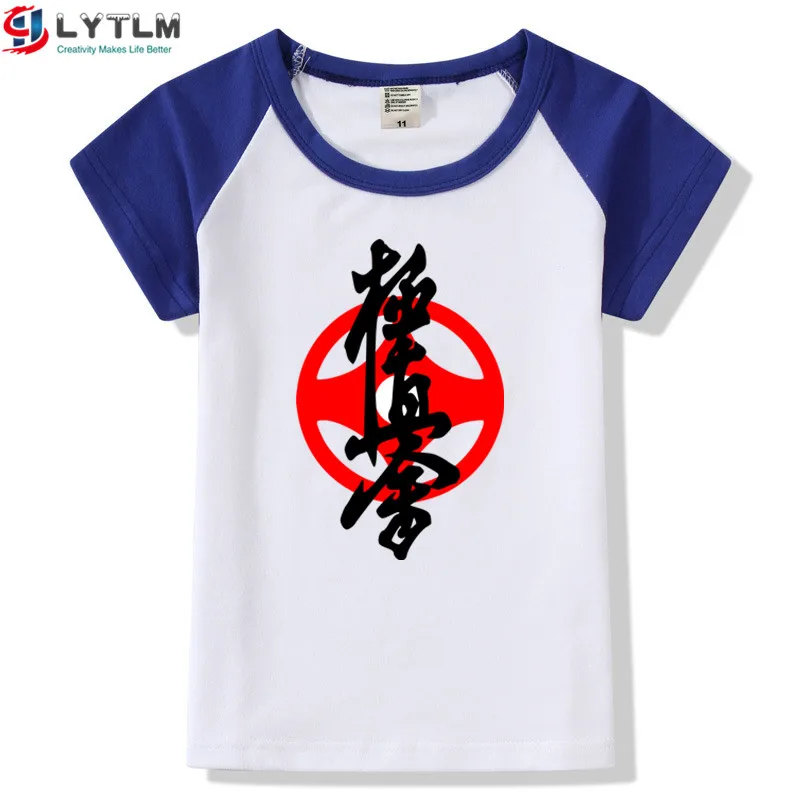 Футболка LYTLM Kyokushin Karate Oyama для мальчиков, Детские футболки в Корейском стиле для мальчиков, Детская футболка Kung Fu детская футболка Moleton Infantil - Цвет: DX Raglan Blue
