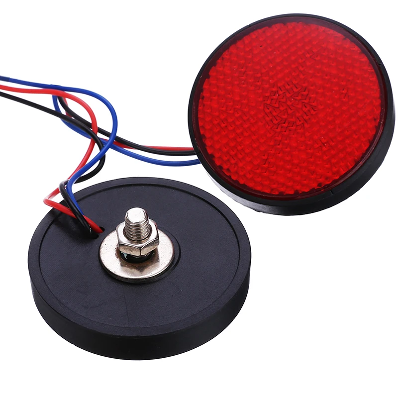 2PCS 12V 24LED Motorcycle Round Reflector Turn Signal Light With Red Red Lens For Motorbike Tail Brake Stop Decorating Lamp