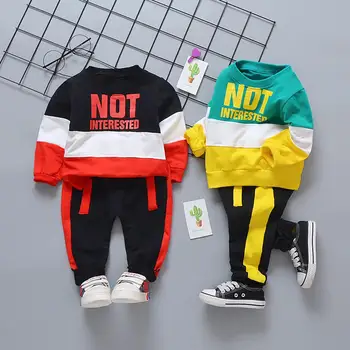 

Children Cartoon Letter Not Short Long Sleeve Long Pants Two-piece Suit Children Kids Clothes Boy T-shirt Set