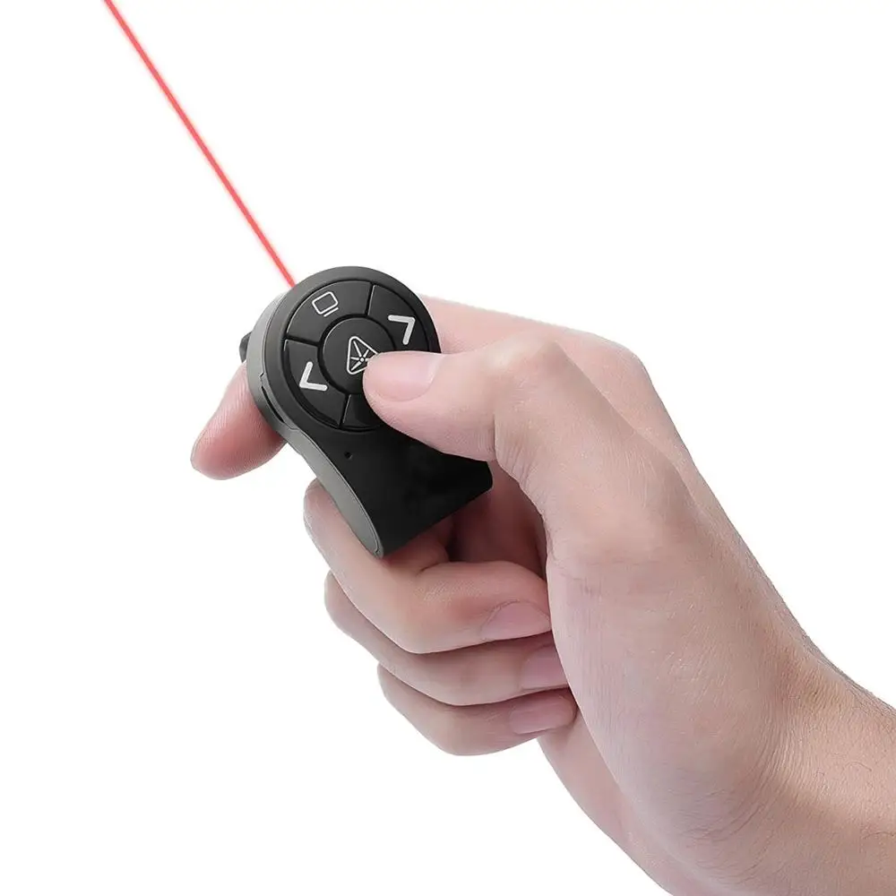

Wireless Presenter RF 2.4GHz Presentation Laser Pointer Finger Ring Remote PowerPoint PPT Slides Clicker Pen Rechargeable