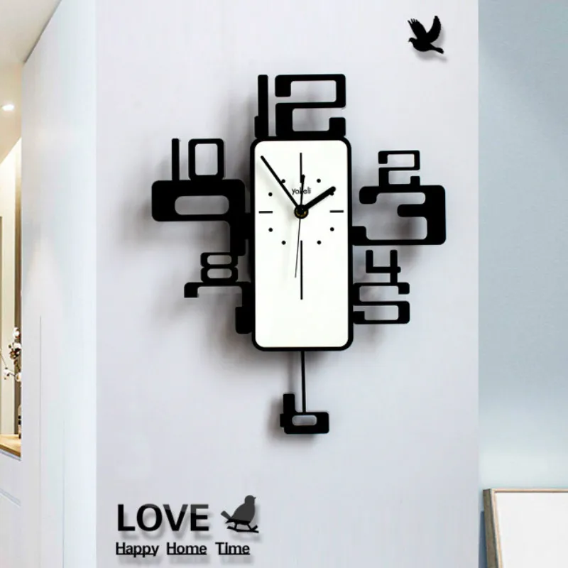 

Nordic Art Wall Clock Pendulum Modern Silent Simple Creative Quartz Wall Clock Zegar Scienny Living Room House Decoration MM60WC