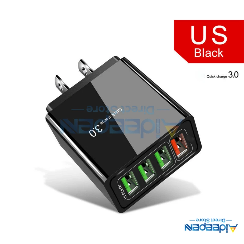 QC3.0 4 порта USB быстрое зарядное устройство 5 в 3 А мобильный телефон USB быстрое зарядное устройство адаптер ЕС США Великобритания Разъем для iPhone samsung Xiaomi huawei