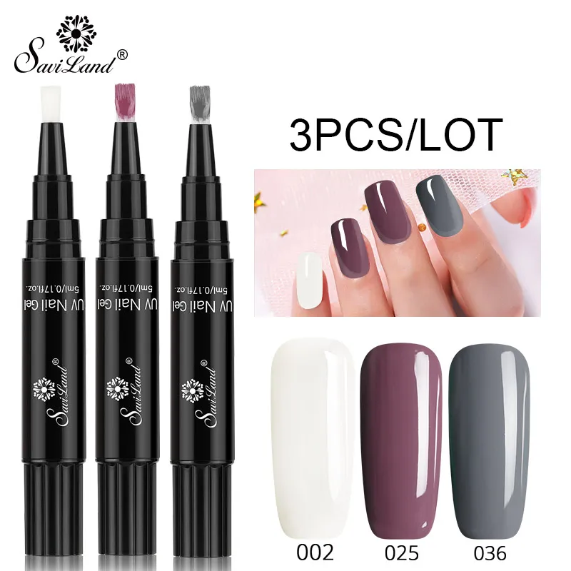 Saviland 3 шт./лот набор гель-лаков UV Vernis полуперманентный праймер верхнее покрытие 5 мл полигель лак для ногтей маникюрный гель - Цвет: 002 n 025 n 036
