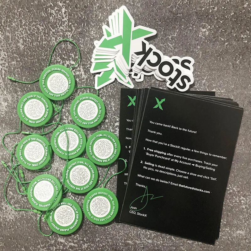 10sets Lot 2020 StockX Tag Green Circular Tag Rcode Stickers Flyer