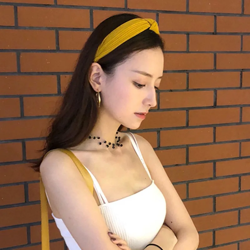 

Women Solid Bow Knot Cross Headband Turban Elastic Headwear Head Wrap Women Hair Accessories for Women Striped Hair Bands