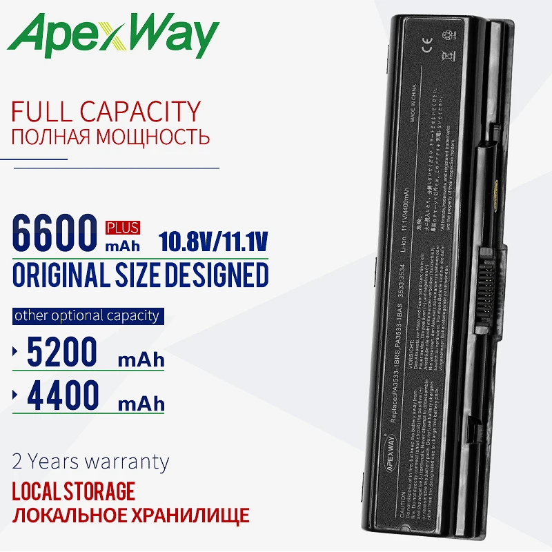 Apexway 6 ячеек для Toshiba Satellite T41 L581 L583 L550D L555 A210 A215 L450 L450D L455 L305 L305d L586 PA3534U-1BRS аккумулятор