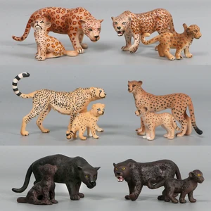 Simulation African Wild animals Leopard Lion Tiger Cub Models Action Figure Farm Animal Figurines Model Educational Toys for Kid