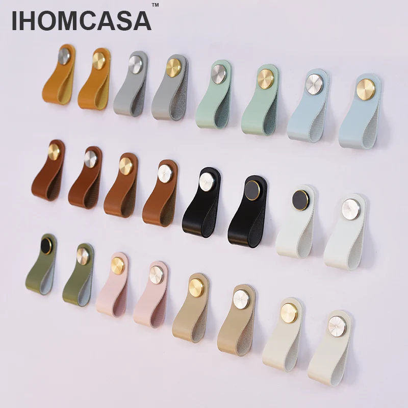 Furniture Handles, Kitchen Door Handles, 32 Colors, Nordic, Gold, Wardrobe Cupboard Drawer Cabinet Knobs, Artificial Leather