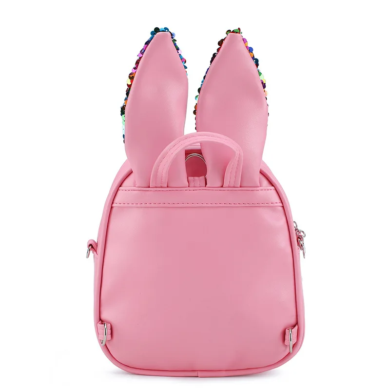 

2019 Fashion Pu Sequin Children Backpack Large-Volume CHILDREN'S Bag Young STUDENT'S Cute Rabbit Eared Backpack