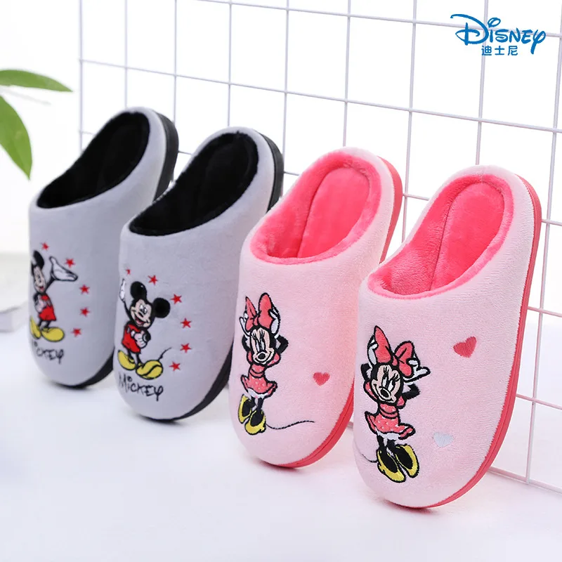 Disney детская одежда из хлопка тапочки зимние теплые мальчиков Нескользящая Домашние тапочки родитель-ребенок тапочки для девочек; европейские размеры 32-40