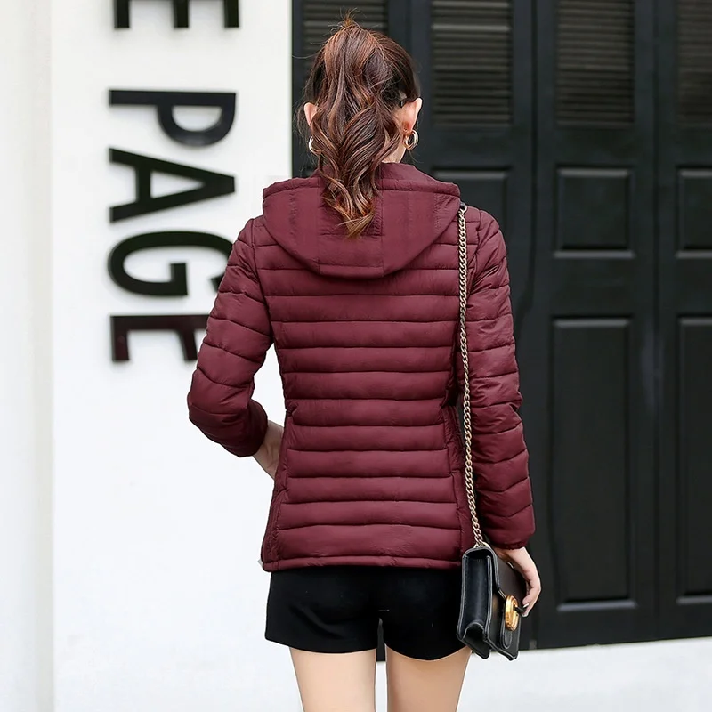 ZOGAA Повседневная Женская одноцветная стеганая куртка короткая Осенняя зимняя стеганая куртка женские пальто с капюшоном женские парки размера плюс S-5XL