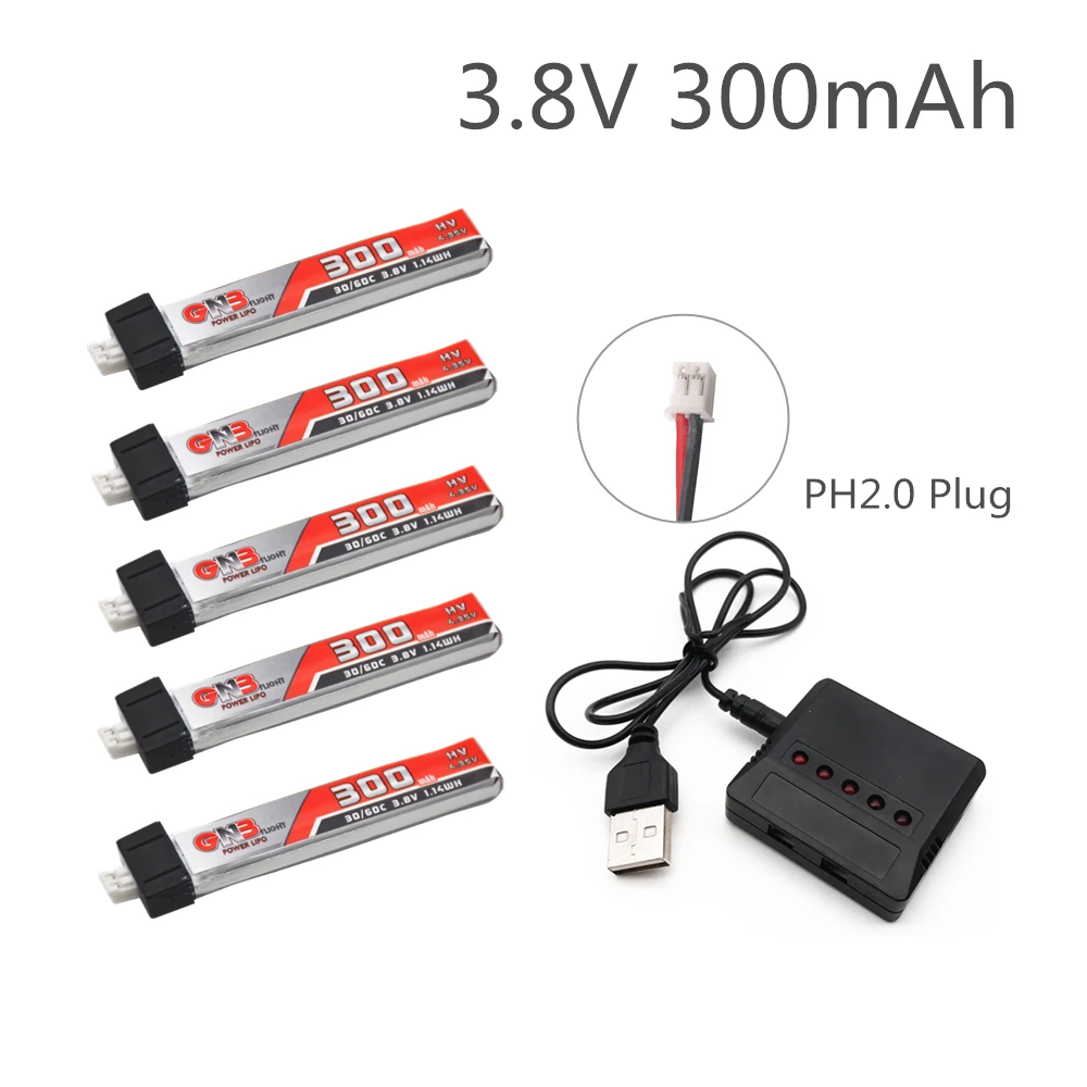 5 шт. GAONENG GNB 1S HV 3,8 V 300mAh 30C 4,35 V FPV Lipo аккумулятор с разъемом PH2.0 для RC FPV Racing Drone запасные части Аксессуары