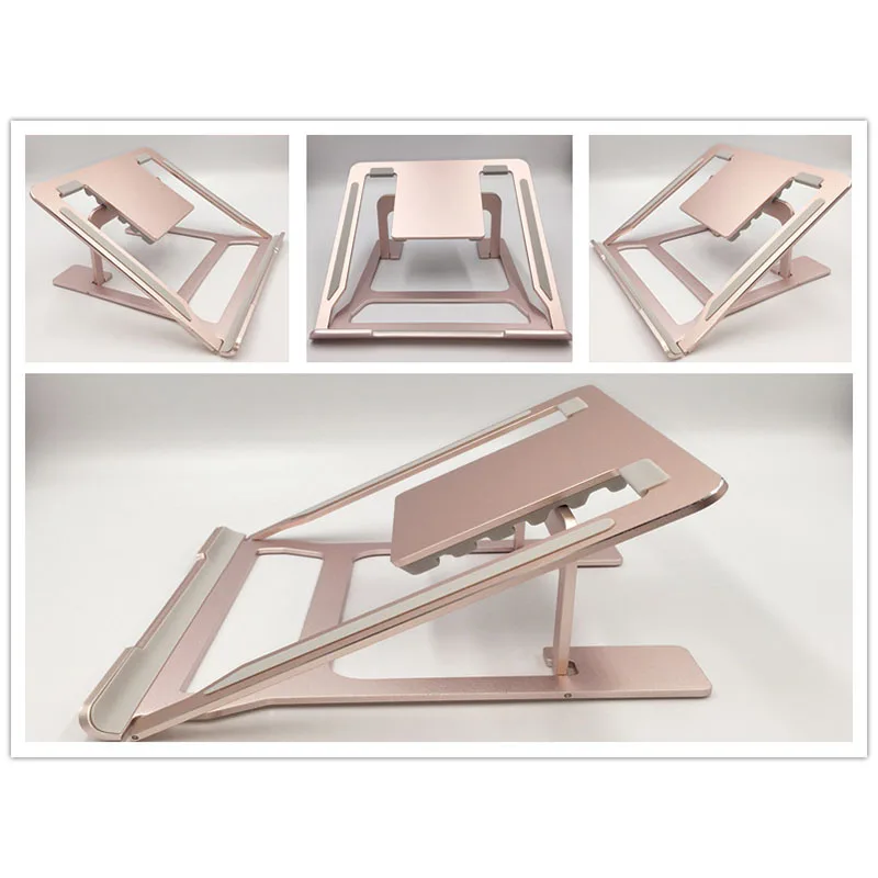 Rose Gold Алюминиевая Подставка для ноутбука Регулируемый складной держатель портативная охлаждающая подставка для ноутбука настольная подставка для Macbook Air Pro подставка для ноутбука - Цвет: Rose Gold