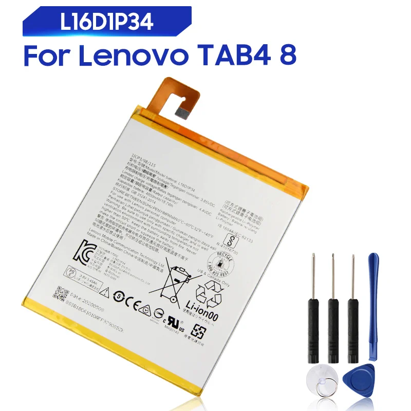 

Original Replacement Battery For Lenovo TAB4 8 TB-8504N/F Tablet PC TAB4 8 Plus L16D1P34 Genuine Battery 4850mAh