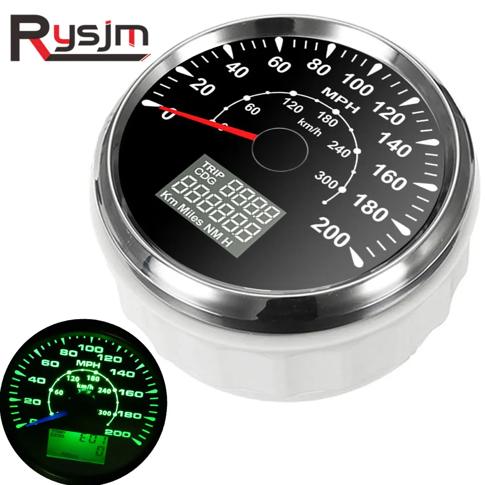 Universal Auto Car GPS Speedometer 85mm 200mph 7 colors speed meter lcd instrument panel motorcycle gps odometer boat tachometer
