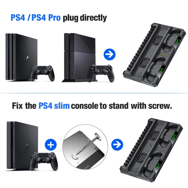 Ps4 pro/ps4用のデュアル冷却ステーション,プレイステーション4用の冷却ファンを備えたリモートコントロールデバイス