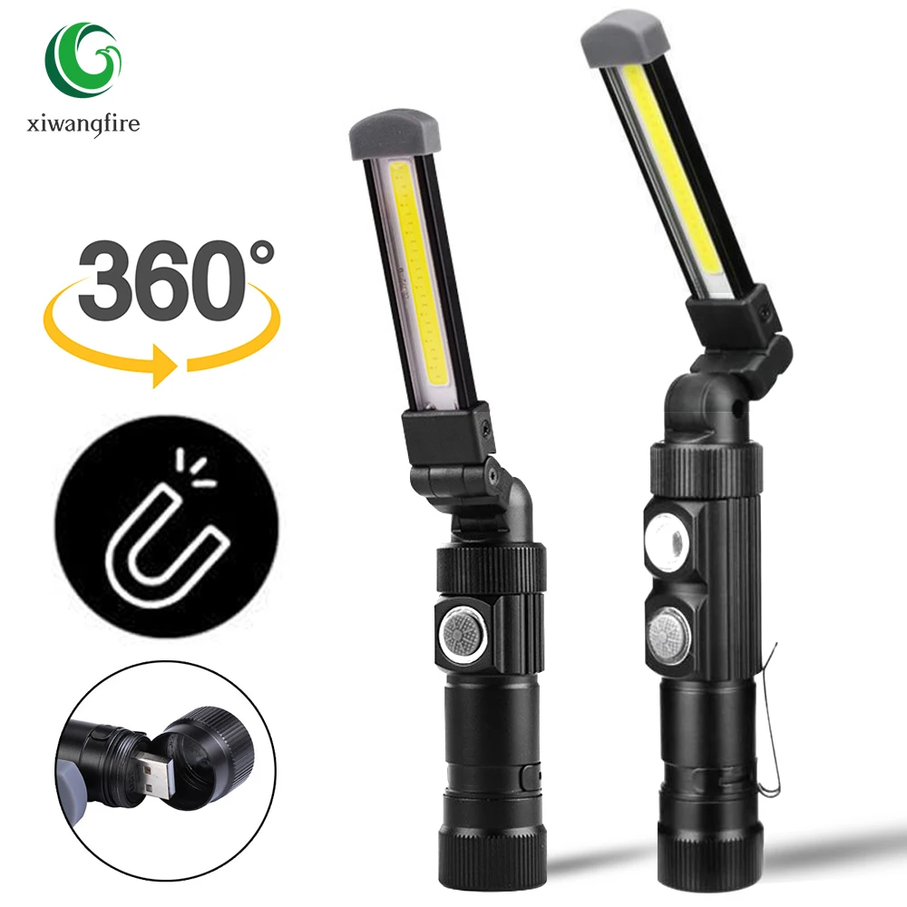 

Multi Function Folding Work Light USB Rechargeable Built-in Battery COB LED Flashlight Camping Lights Torch Flashlight lantern