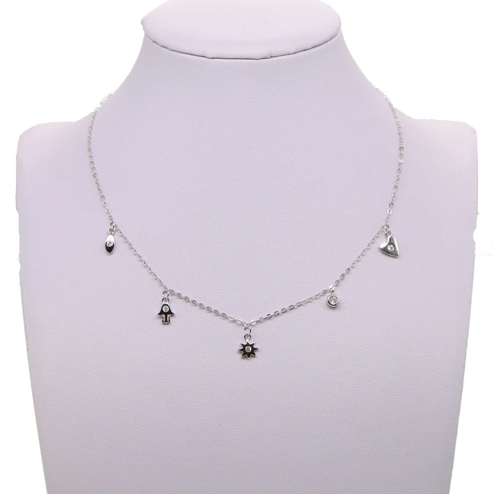 Женское колье из серебра 100% пробы с маленьким изящным сердцем и Злым