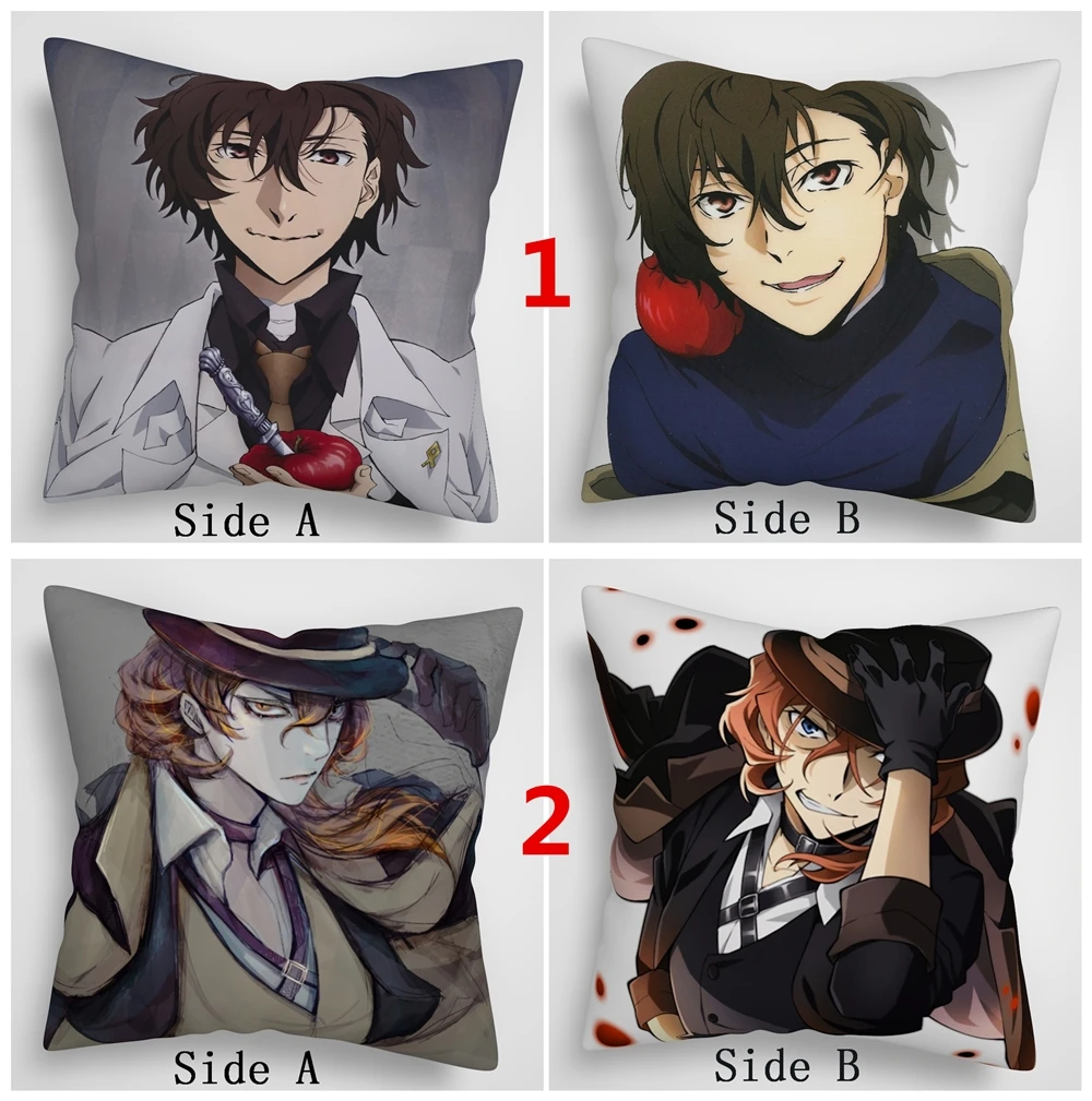 

Suef Anime Bungou Stray Dogs Dazai Chuuya Atsushi Anime two sided Pillow Cushion Case Cover