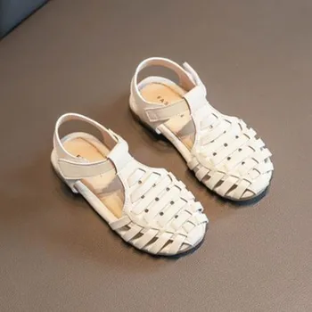 

Summer Style Girls Sandals Children Toddler Kids Beach Cutout Sandals Princess Cute Soft Leather Shoes 1-12 Years Sneakers